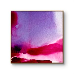 Opera d'arte astratta originale in acrilico su carta, dipinto viola tenue incorniciato - 12x12 cm, 'Fantasia II' - Arte da parete unica