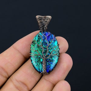 Tree of Life Australian Triplet Opal Pendant Copper Wire Wrapped Pendant Triplet Opal Gemstone Pendant Copper Pendant Gift For Her Mother zdjęcie 2