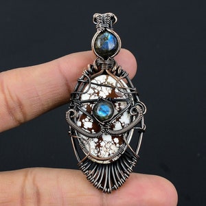 Wild Horse Turquoise Pendant, Evil Eye Jewelry, Copper Wire Wrapped Pendant, Handmade Jewelry Birthday & Wedding Party Gift For Mom and Wife
