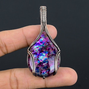 Multi Fire Labradorite Pendant, Copper Wire Wrapped Necklace, Handmade Jewelry Unique Gift For Birthday & New Year, Healing Stone Jewelry