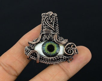 Awakening Human Eye Pendant, Pure Copper Wire Wrapped Pendant, Handmade Jewelry, Unique Gifts For Her/Him On Birthday And Anniversary