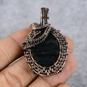 Black Tourmaline Copper Pendant Copper Wire Wrapped Tourmaline Gemstone Pendant Copper Jewelry Pendant Gift For Her Black Tourmaline Jewelry