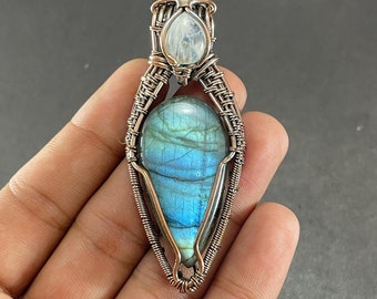 Labradorite Copper Pendant Copper Wire Wrapped Gemstone Pendant Copper Jewelry,Designer Pendant,Gift For Her Gift For Mother Labradorite
