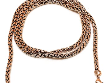 Copper Wheat Chain Necklace, High Quality Pure Copper Wheat Chain, 100 % Oxidized Wheat Chain For Necklace Viking Jewelry Unisex Chain Gifts