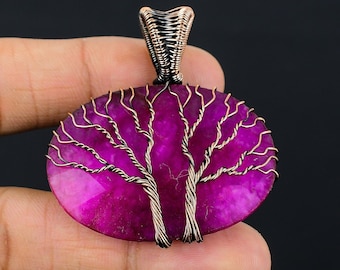 Double Tree Of Life Kashmir Red Ruby Pendant Copper Wire Wrapped Pendant Ruby Gemstone Pendant Copper Jewelry Ruby Jewelry Christmas Gifts