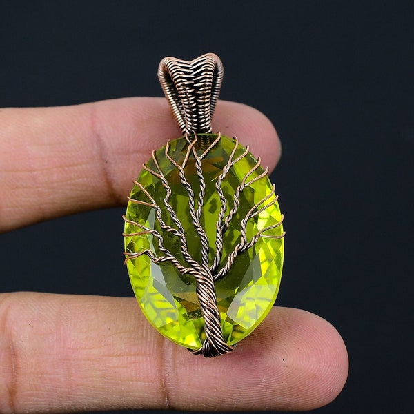 Lemon Topaz Tree of life Pendant Copper Wire Wrapped Pendant Lemon Topaz Gemstone Pendant Handmade Pendant Necklace Gifts For Wife & Sister