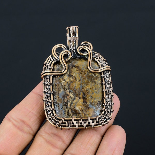 Bronzite Pendant Copper Wire Wrapped Pendant Bronzite Gemstone Pendant Handmade Copper Pendant Bronzite Jewelry Wedding And Anniversary Gift