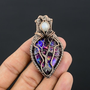 Multi Fire Labradorite Tree Of Life Pendant Copper Wire Wrapped Pendant Copper Jewelry Handmade Pendant Handmade Gift Healing Stone Jewelry