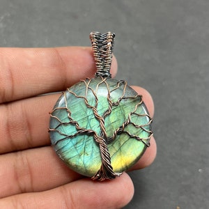 Tree Of Life Labradorite Copper Pendant Wire Wrapped Gemstone Copper Designer Pendant Gift For Her Labradorite Pendants For Necklaces Women