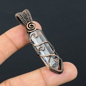 Clear Quartz Healing Crystal Pendant Copper Wire Wrapped Pendant Clear Quartz Point Pendant Gemstone Handmade Oxidized Copper Jewelry