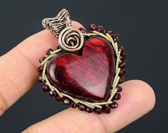 Rojo flash labradorita piedra preciosa colgante alambre de cobre envuelto colgante labradorita colgante joyería hecha a mano labradorita joyería regalo para ella