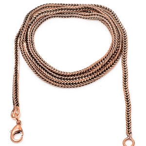 Koperen Franco-ketting met karabijnsluiting, handgemaakte ketting van topkwaliteit, 100% geoxideerde ketting voor hanger Viking milieuvriendelijke sieraden