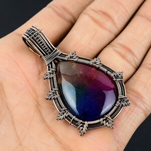 Rainbow Solar Quartz Pendant Gemstone Pendant Copper Wire Wrapped Pendant Copper Jewelry Quartz Handmade Jewelry Christmas & New Year Gifts