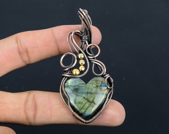 Pendentif labradorite avec fil de cuivre enveloppé pendentif Labradorite pendentif cuivre pendentif bijoux cadeau pour sa mère bijoux labradorite