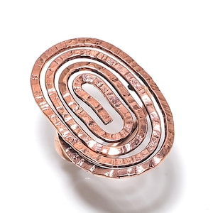 Copper Ring, Oxidized Copper Ring Handmade Hammered Copper Spiral Ring, Beautiful Handwork Ring Healing Copper Jewelry Gifts For Him & Her