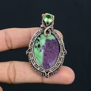 Ruby Zoisite Pendant Copper Wire Wrapped Pendant Copper Wire Jewelry Gemstone Pendant Handmade Pendant Ruby Zoisite Jewelry Birthday Gifts