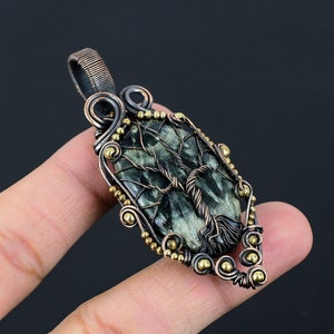 Tree of Life Seraphinite Pendant Copper Wire Wrapped Pendant Seraphinite Gemstone Pendant Copper Pendant Gift For Her Seraphinite Jewelry