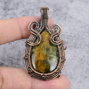 Ciondolo con pietra preziosa Pietersite, ciondolo avvolto in filo di rame, ciondolo fatto a mano con pietra preziosa Pietersite, regalo per la madre, i migliori gioielli di cristallo