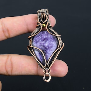 Lepidolite Pendant Copper Wire Wrapped Pendant Lepidolite Gemstone Pendant Handmade Copper Jewelry Lepidolite Jewelry Gift For Her Mother