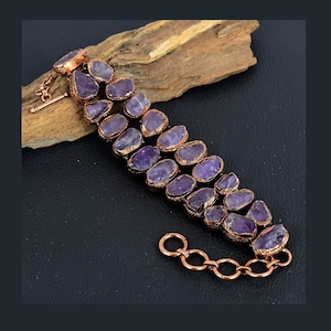 Amethyst raue Armband, Kupfer Electroformed Armband, echte Amethyst raue ADJ Kettenarmband Handmade Birthstone Schmuck Geschenk für Geburtstag