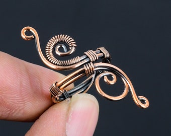 Pure Copper Oxidized Ring Copper Ring Copper Wire Wrap Ring Beautiful Handwork Ring Healing Copper Jewelry Adjustable Ring Birthday Gifts