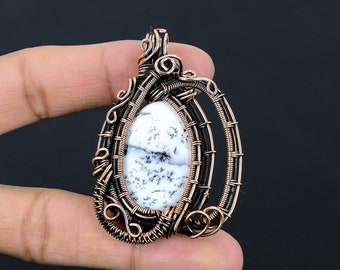 Dendrite Opal Pendant Dendrite Opal Gemstone Pendant Copper Wire Wrapped Pendant Handmade Pendant Dendrite Opal Jewelry Gift For Her Mother