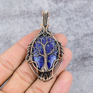 Tree of Life Lapis Lazuli Pendant Copper Wire Wrapped Pendant Lapis Lazuli Gemstone Pendant Jewelry Lapis Lazuli Jewelry Gift For Her Mother