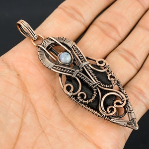 Black Tourmaline Rough Gemstone Pendant Copper Wire Wrapped Pendant Jewelry Tourmaline Jewelry Handmade Jewelry Tourmaline Pendant Necklace