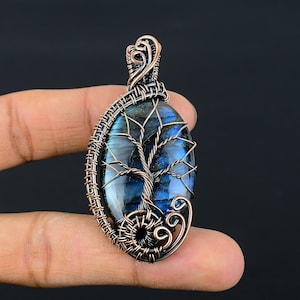 Tree of Life Labradorite Gemstone Pendant Copper Wire Wrapped Pendant Labradorite Pendant Copper Pendant Gift For Her Labradorite Jewelry