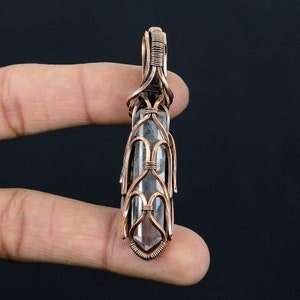 Clear Quartz Natural Healing Crystal Pendant Copper Wire Wrap Pendant Clear Quartz Point Pendant Gemstone Handmade Copper Jewelry Necklace