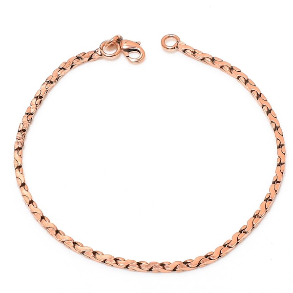 Pulsera de cobre, pulsera de cadena estilo barra de cobre puro, pulsera 100 % oxidada, ideal para tobilleras, pulsera de cobre macizo, regalos ecológicos.
