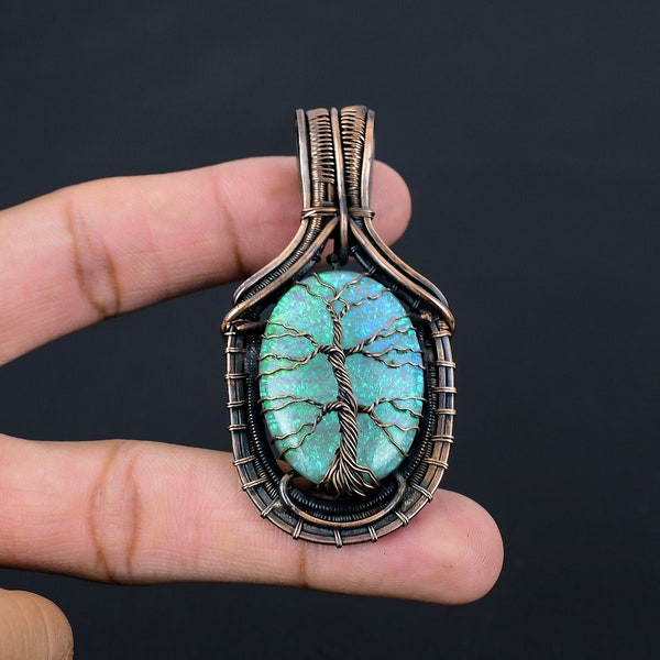 Tree of Life Australian Triplet Opal Pendant Copper Wire Wrapped Pendant Triplet Opal Gemstone Pendant Copper Pendant Gift For Her Mother