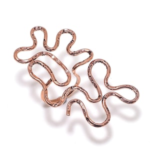 Handmade Hammered Copper Ring With A Fluid Wavy Design. A Bold Statement Piece For Boho, Rustic, And Modern Jewelry Lovers Gifts