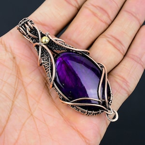 Purple Fire Labradorite Copper Pendant Copper Wire Wrapped Gemstone Pendant Handmade Copper Wire Jewelry Gift For Wife Labradorite Jewelry