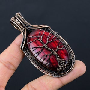 Tree of Life Red Flash Labradorite Gemstone Pendant Copper Wire Wrapped Pendant Jewelry Labradorite Pendant Labradorite Jewelry Gift for Her