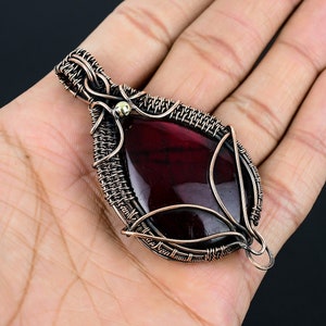 Red Flash Labradorite Gemstone Pendant Copper Wire Wrapped Pendant Labradorite Pendant Handmade Jewelry Labradorite Jewelry Gifts for Her