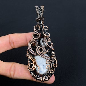 Flashy Rainbow Moonstone Gemstone Pendant Copper Wire Wrapped Pendant Moonstone Pendant Handmade Jewelry Necklace Unique Gift For Her