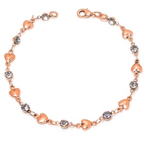Copper CZ Bracelet, Shiny Copper & CZ Chain Unisex Bracelet, Copper Chain Bracelet, Solid Copper Bracelet/Anklets Jewelry Eco Friendly Gifts