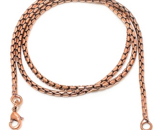 Naszyjnik z 100% oksydowanej miedzi, najwyższej jakości łańcuszek z czystej miedzi z pszenicą, solidny łańcuszek z pszenicą do naszyjnika, biżuteria wikingów, ekologiczne prezenty