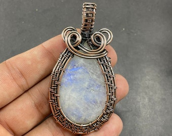 Moonstone Pendant Copper Wire Wrapped Pendant, Copper Jewelry, Moonstone Jewelry, Handmade Pendant, Gemstone Pendant Gift For Her