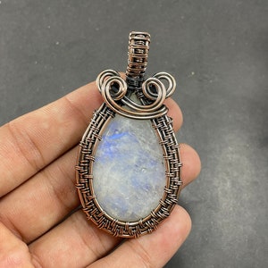 Moonstone Pendant Copper Wire Wrapped Pendant, Copper Jewelry, Moonstone Jewelry, Handmade Pendant, Gemstone Pendant Gift For Her