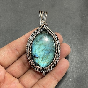 Blue Labradorite Copper Pendant Copper Wire Wrapped Pendant Copper Jewelry, Designer Pendant, Gift For Her Mother, Birthday Gift For Her Mom