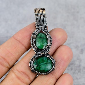 Zambian Emerald Pendant, Faceted Emerald Gemstone Jewelry, Copper Wire Wrap Pendant Handmade Jewelry Gifts For Mom, Sister, Friends & Family