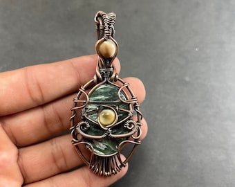 Shiva Eye wire wrapped pendant in Antiqued Copper