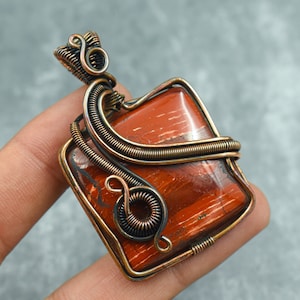 Roter Fluss Jaspis Kupfer Anhänger Roter Granat Kupfer Draht Eingewickelt Edelstein Anhänger Kupfer Schmuck Handgemachte Anhänger Halskette Geschenk Für Ihre Mutter