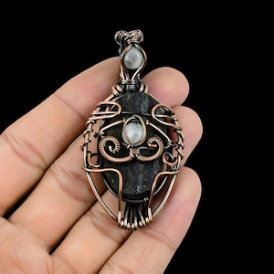 Evil Eye Black Tourmaline Rough Pendant Copper Wire Wrapped Pendant Jewelry Tourmaline Copper Jewelry Handmade Jewelry Evil Eye Jewelry