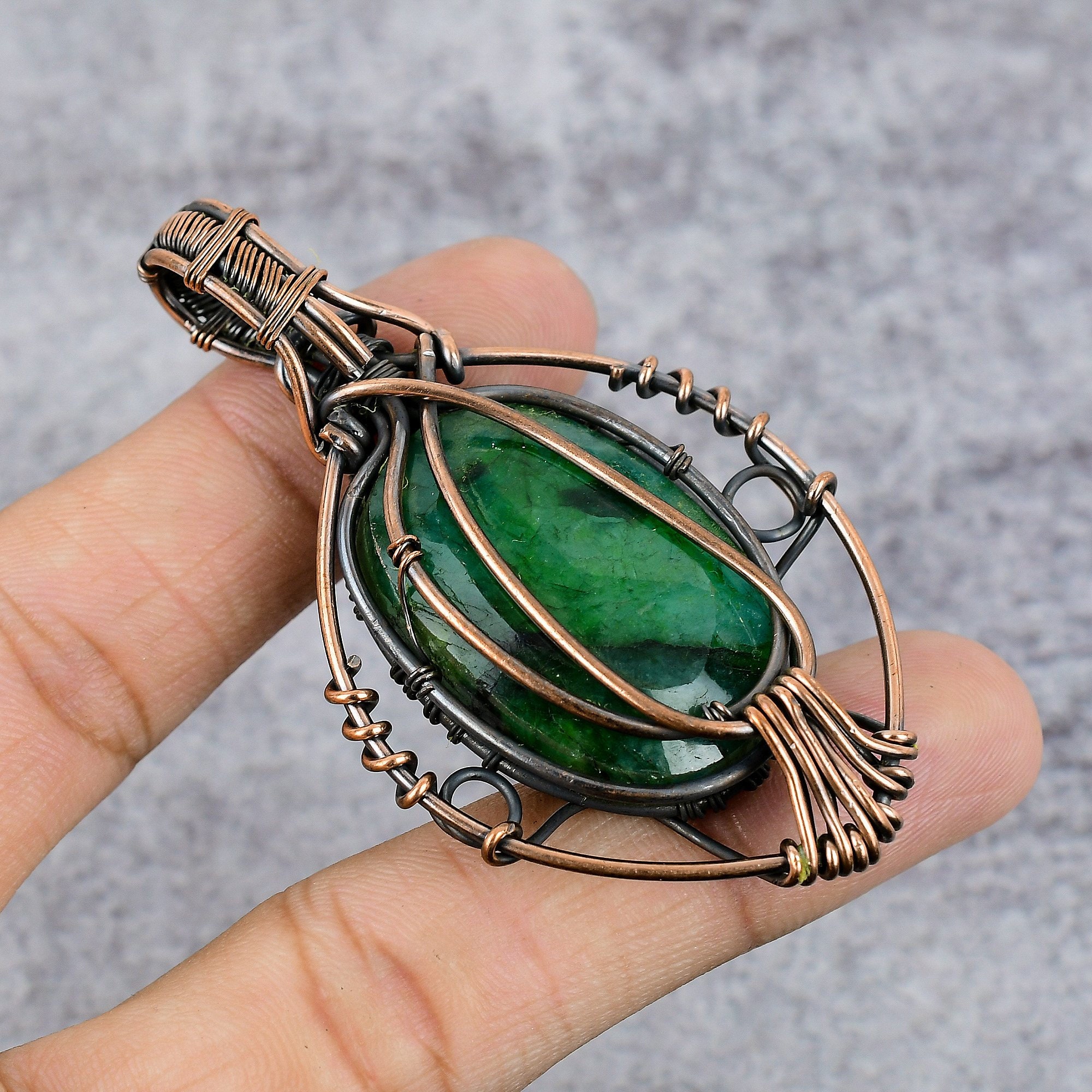 Tree of Life Emerald Pendant Copper Wire Wrapped Pendant - Etsy