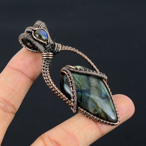 Labradorite Gemstone Pendant Copper Wire Wrapped Pendant Labradorite Pendant Copper Pendant Jewelry Gift For Her Mother Labradorite Jewelry