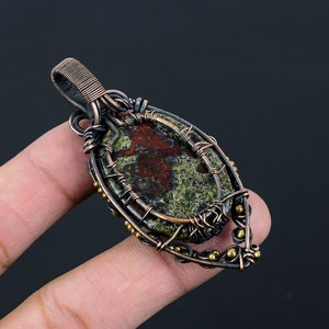 Tree Of Life Dragon Blood Jasper Pendant Copper Wire Wrapped Pendant Dragon Blood Jasper Gemstone Pendant Copper Jewelry Gift For Her Mother image 5