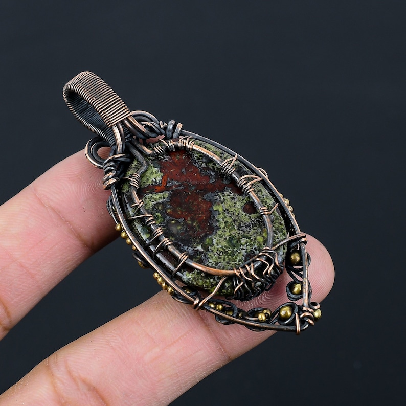 Tree Of Life Dragon Blood Jasper Pendant Copper Wire Wrapped Pendant Dragon Blood Jasper Gemstone Pendant Copper Jewelry Gift For Her Mother image 5